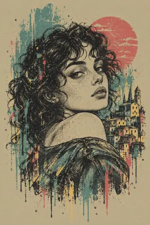 mesh-87269 stilinde kadın portresi